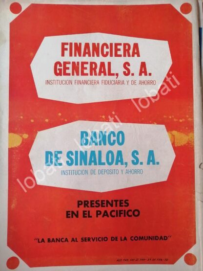 CARTEL ANTIGUO ORIGINAL DE FINANCIERA GENERAL S.A Y BANCO DE SINAOLA 1972 /161