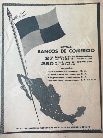 CARTEL ANTIGUO ORIGINAL DE BANCO BANCOMER 1959 /158