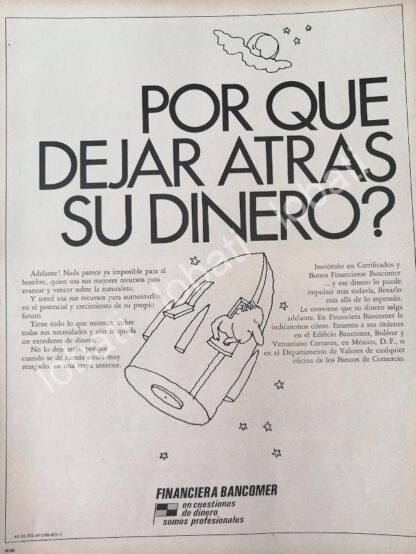 CARTEL ANTIGUO ORIGINAL DE BANCO BANCOMER (FINANCIRA BANCOMER ) 1969 /156