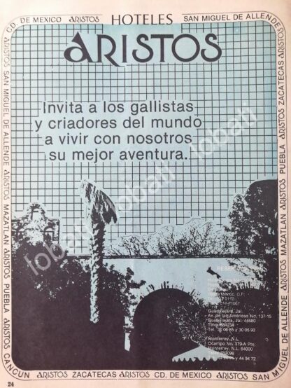 CARTEL ANTIGUO ORIGINAL DE HOTEL ARISTOS 1978 /447