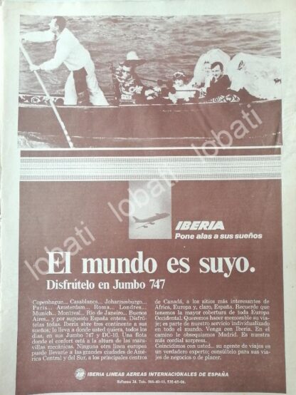 CARTEL ANTIGUO ORIGINAL DE AEROLINAS AEROMEXICO 1974 ESTRENA AVION JUMBO 747 /439