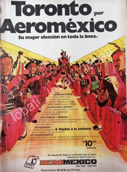 CARTEL ANTIGUO ORIGINAL DE AEROLINAS AEROMEXICO 1973 /437 PUBLICIDAD ARTISTICA