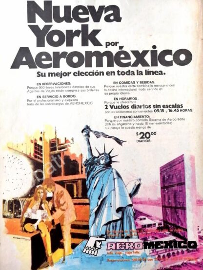 CARTEL ANTIGUO ORIGINAL DE AEROLINAS AEROMEXICO 1973 /432 PUBLICIDAD ARTISTICA