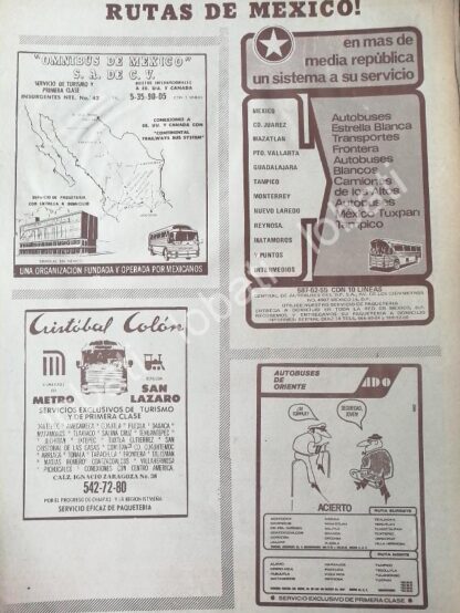 CARTEL ANTIGUO ORIGINAL DE TRANSPORTES MEXICANOS RUTAS CAMIONERAS 1960s /421 - Imagen 4