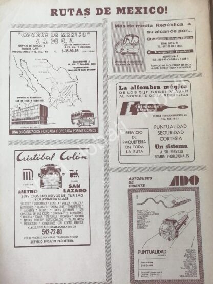 CARTEL ANTIGUO ORIGINAL DE TRANSPORTES MEXICANOS RUTAS CAMIONERAS 1960s /421 - Imagen 3