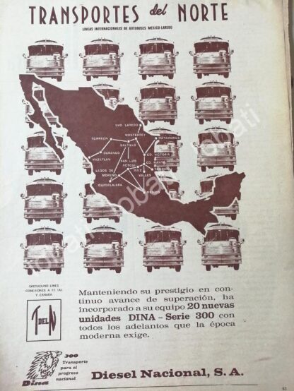 CARTEL ANTIGUO ORIGINAL DE DINA & TRANSPORTES DEL NORTE 1966 /420