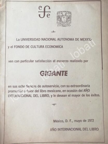 CARTEL ANTIGUO ORIGINAL DE UNAM FELICITA A TIENDAS GINGANTE 1972 /410