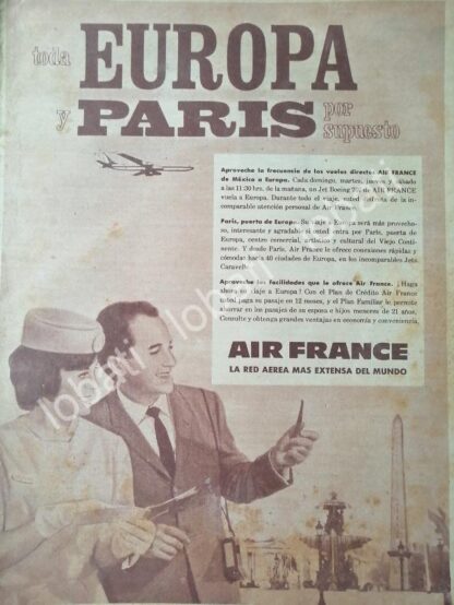 CARTEL ANTIGUO ORIGINAL DE AEROLINEAS AIR FRANCE 1963 /409