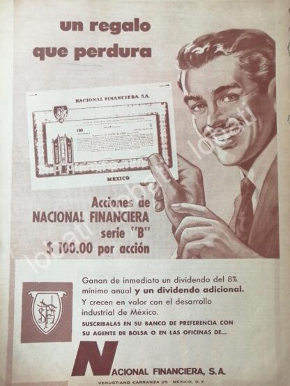 CARTEL ANTIGUO ORIGINAL DE VENTA DE ACCIONES DEL BANCO NACIONAL FINANCIERA 1961 /148