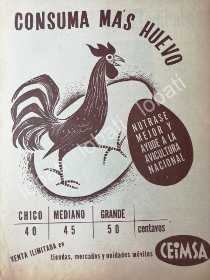 CARTEL ANTIGUO ORIGINAL DE CEIMSA. CAMPAÑA DE CONSUMO DE HUEVO 1960 /407 MUY RARO