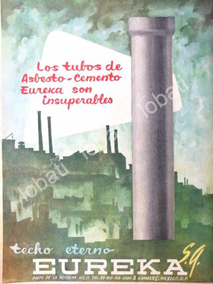 CARTEL ANTIGUO ORIGINAL DE TECHO ETERNO EUREKA S.A PUBLICIDAD ARTISTICA 1960s /390