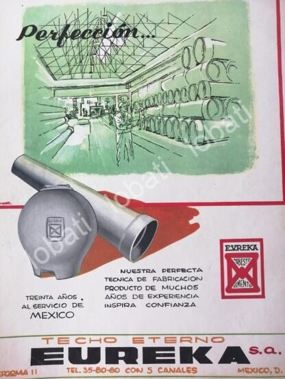 CARTEL ANTIGUO ORIGINAL DE TECHO ETERNO EUREKA S.A PUBLICIDAD ARTISTICA 1960s /389