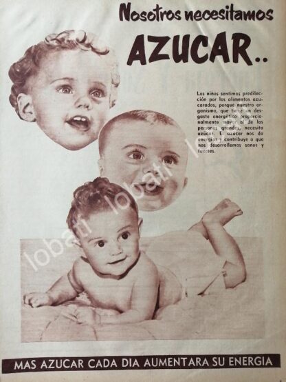 CARTEL ANTIGUO ORIGINAL DE CAMPAÑA NACIONAL DE CONSUMO DE AZUCAR 1955 / 399