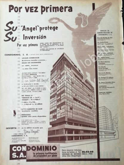 CARTEL ANTIGUO ORIGINAL DE EDIFICIO PANI 1956 CONDOMINIO S.A REFORMA & VARSOVIA /396