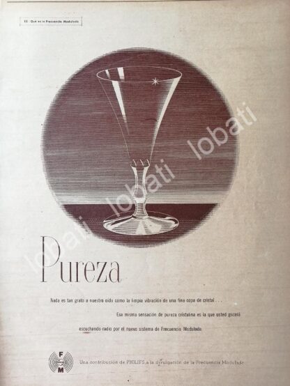 CARTEL ANTIGUO ORIGINAL DE PHILIPS PROMUEBE EL F.M FRECUENCIA MODULADA 1950s / RARO /382