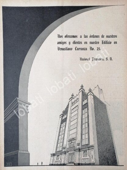 CARTEL ANTIGUO ORIGINAL DE BANCO. NACIONAL FINANCIERA Y SU NUEVO EDIFICIO 1946 /180