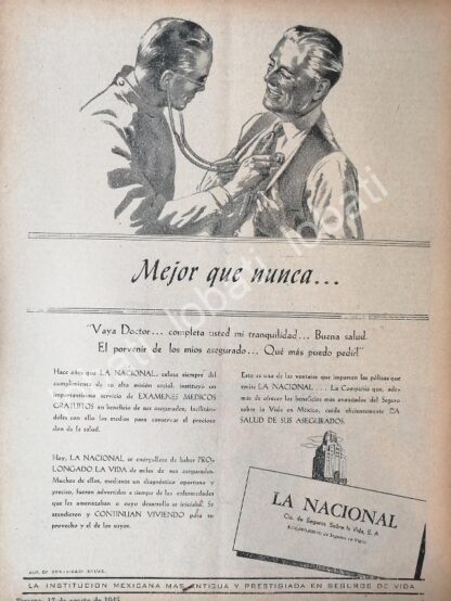 CARTEL ANTIGUO ORIGINAL DE COMPAÑIA DE SEGUROS LA NACIONAL 1945 /171