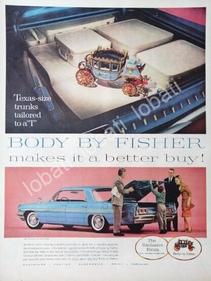 CARTEL ANTIGUO ORIGINAL DE AUTOS PONTIAC BONEVILLE 1961 CARROCERIA FISHER /624