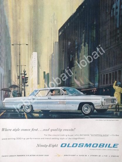 CARTEL ANTIGUO ORIGINAL DE AUTOS GM OLDSMOBILE 98 HOLYDAY SPORT SEDAN 1961 /623