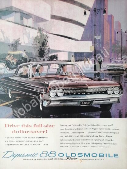 CARTEL ANTIGUO ORIGINAL DE AUTOS GM OLDSMOBILE DYNAMIC 88 1961 /622