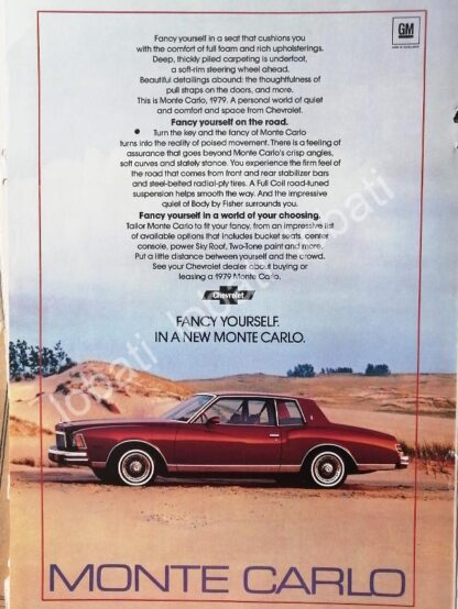 CARTEL ANTIGUO ORIGINAL DE AUTOS CHEVROLET MONTE CARLO 1979 /611