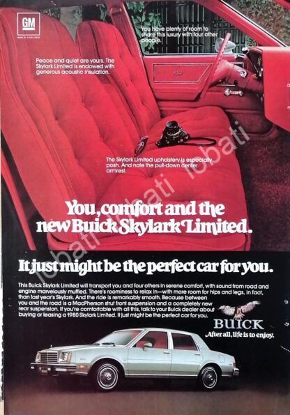 CARTEL ANTIGUO ORIGINAL DE AUTOS GM BUICK SKYLARK 1980 /608