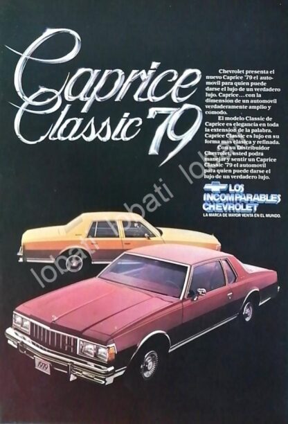 CARTEL ANTIGUO ORIGINAL DE AUTOS CHEVROLET CAPRICE CLASSIC 1979 /607 MEDIANO