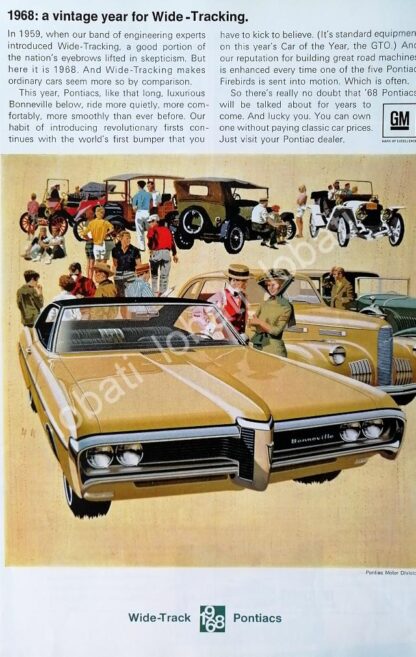 CARTEL ANTIGUO ORIGINAL DE AUTOS CHEVROLET PONTIAC BONNEVILLE 1968 /604