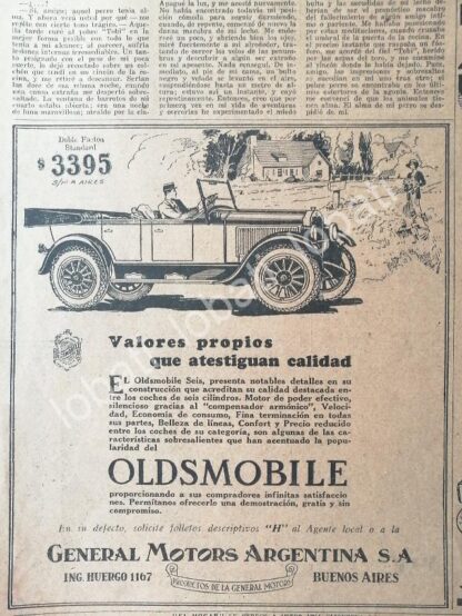 CARTEL ANTIGUO ORIGINAL DE DE AUTOS GM OLDSMOBILE 1925 /594