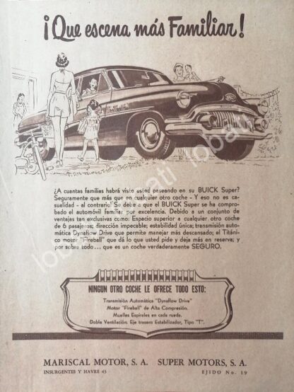 CARTEL ANTIGUO ORIGINAL DE DE AUTOS BUICK SUPER 1951 /593