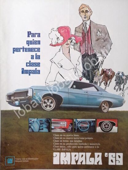 CARTEL ANTIGUO ORIGINAL DE DE AUTOS CHEVROLET IMPALA 1969 /589