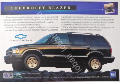 CARTEL ANTIGUO ORIGINAL DE MINI CARTEL AUTOS CHEVROLET BLAZER 1997 /577