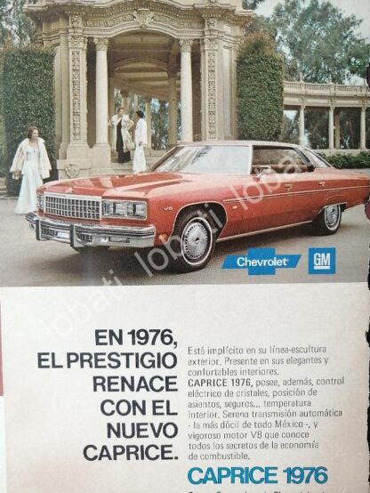 CARTEL ANTIGUO ORIGINAL DE MINI CARTEL AUTOS CHEVROLET CAPRICE 1976 /575