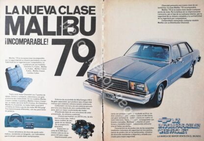 CARTEL ANTIGUO ORIGINAL DE MINI CARTEL AUTOS CHEVROLET MALIBU 1979 /570