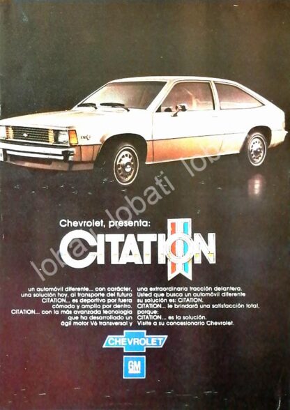 CARTEL ANTIGUO ORIGINAL DE MINI CARTEL AUTOS CHEVROLET CITATION 1981 PRIMERA EDICION MEX/558