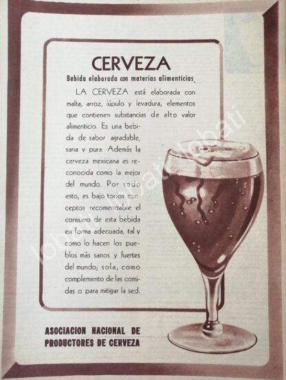 CARTEL ANTIGUO ORIGINAL DE ASOCIACION NACIONAL DE PRODUCTORES DE CERVEZA 1956 /595