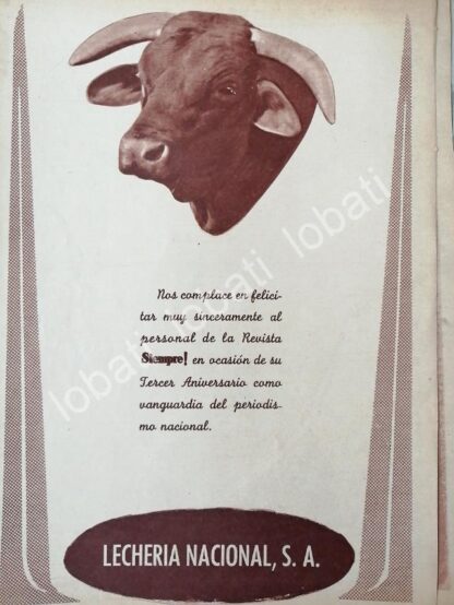 CARTEL ANTIGUO ORIGINAL DE LECHERIA NACIONAL S.A FELICITA A PEGES LLERGO 1956 /591