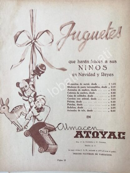 CARTEL ANTIGUO ORIGINAL DE TIENDA ALMACENES ATOYAC 1945 /583