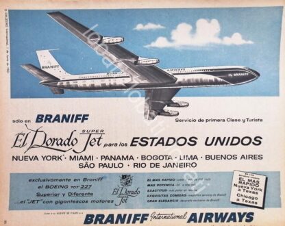 CARTEL ANTIGUO ORIGINAL DE AEROLINEAS BRANIFF 1961 /577