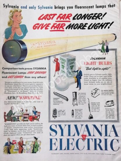 CARTEL ANTIGUO ORIGINAL DE LAMPARAS SYLVANIA ELECTRIC 1955 /573