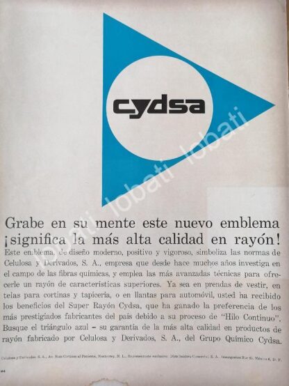 CARTEL ANTIGUO ORIGINAL DE CYDSA, CELULOSA Y DERIVADOS MONTERREY 1961 /569