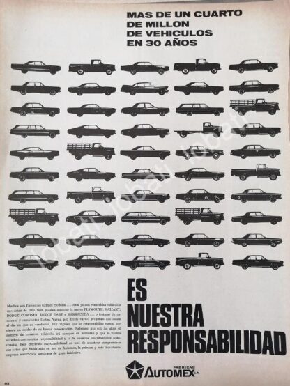 CARTEL ANTIGUO ORIGINAL DE PLANTA DE AUTOS CHRYSLER AUTOMEX S.A 1968 /574