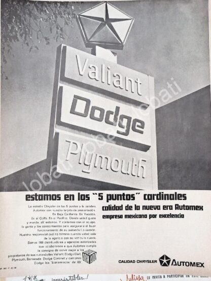 CARTEL ANTIGUO ORIGINAL DE PLANTA CHRYSLER AUTOMEX S.A 1969 /572