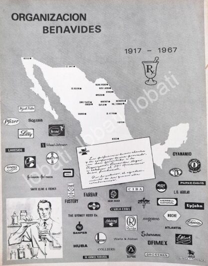 CARTEL ANTIGUO ORIGINAL DE FARMACIAS BENAVIDES 1967 50 ANIVERSARIO /568 MUY RARO