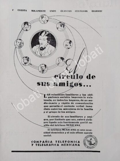 CARTEL ANTIGUO ORIGINAL DE CIA. TELEFONICA Y TELEGRAFICA DE MEXICO S.A 1932 /564