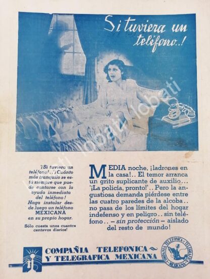 CARTEL ANTIGUO ORIGINAL DE CIA. TELEFONICA Y TELEGRAFICA DE MEXICO S.A 1931 /563