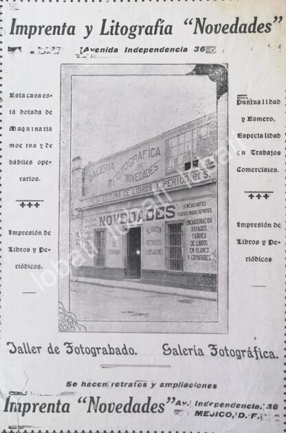 CARTEL ANTIGUO ORIGINAL DE IMPRENTA Y LITOGRAFIA NOVEDADES 1910 /596 MUY RARO