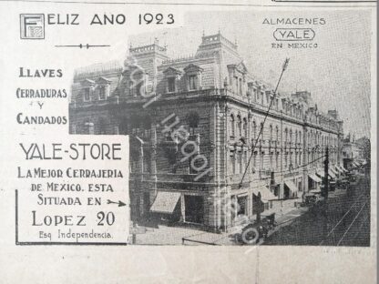 CARTEL ANTIGUO ORIGINAL DE TIENDA CERRADURA YALE MEXICO 1923 /587 SUPER RARO