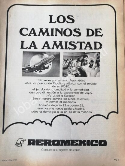 CARTEL ANTIGUO ORIGINAL DE AEROLINEA AEROMEXICO 1979 /578