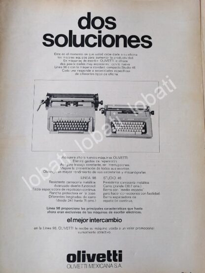 CARTEL ANTIGUO ORIGINAL DE MAQUINAS DE ESCRIBIR OLIVETTI MEXICANA S.A 1979 /574